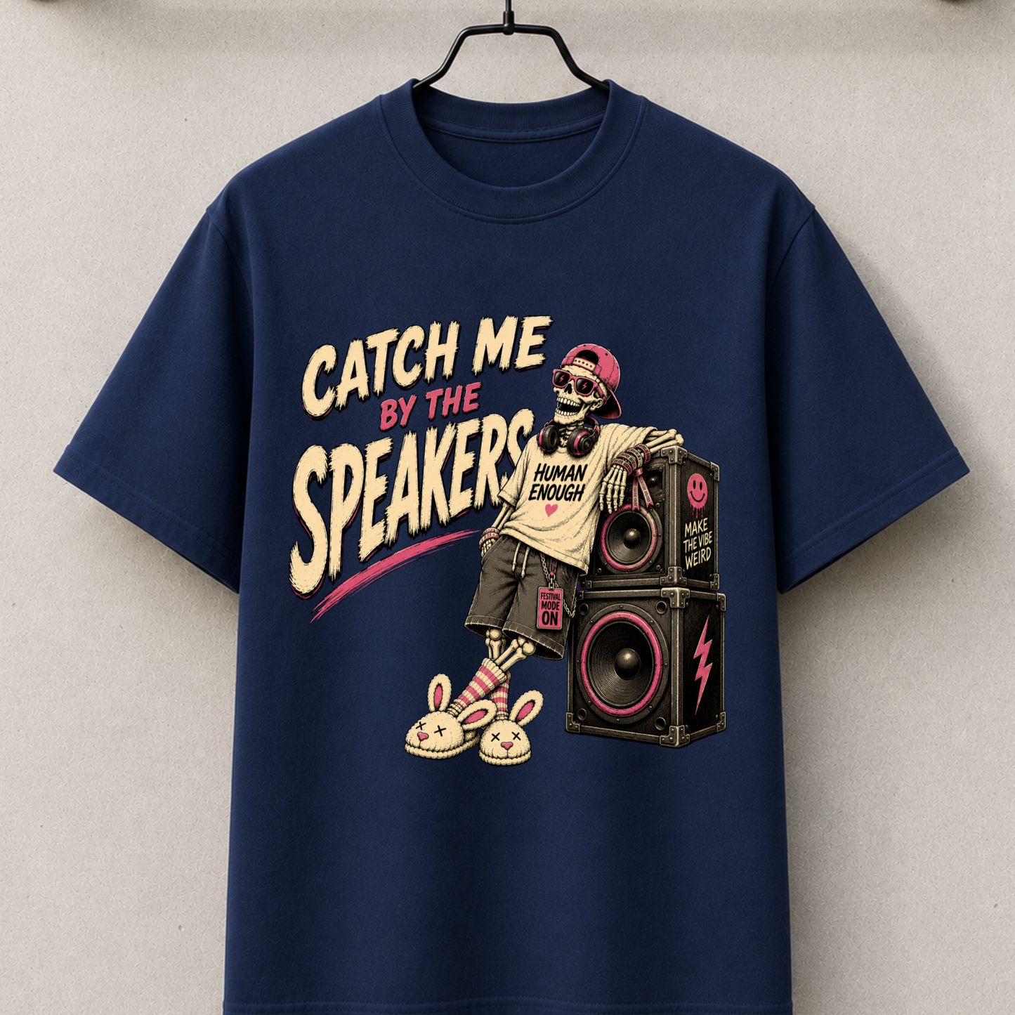 Catch me by the speakers festival skeleton tee