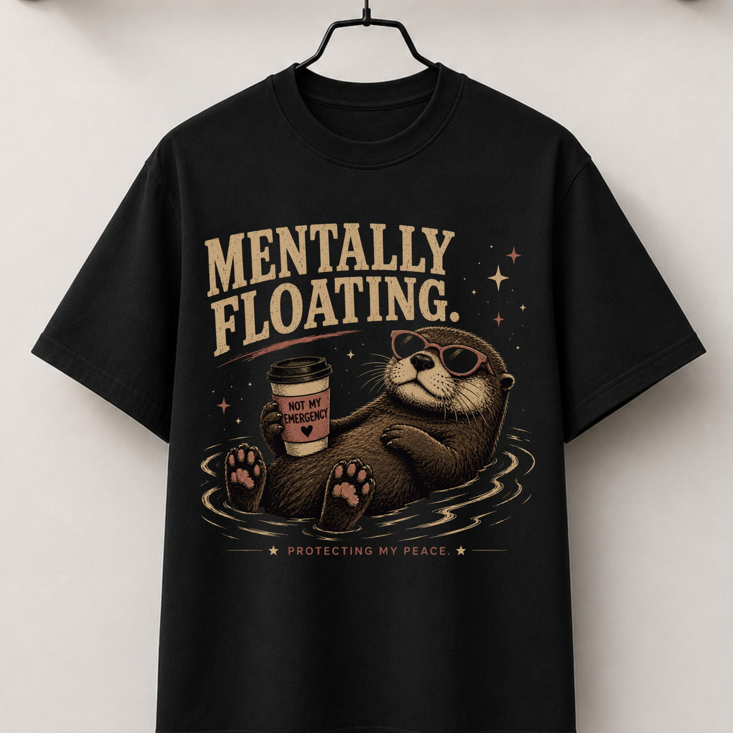 Mentally floating otter black tee