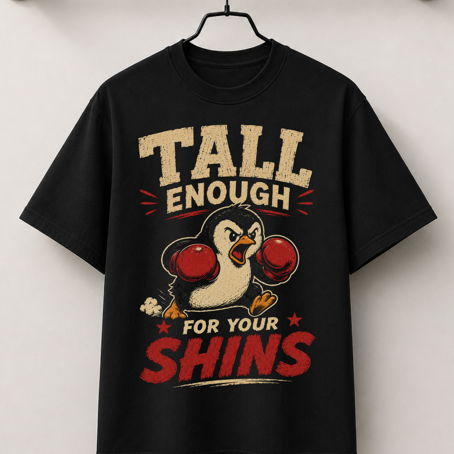 Tall enough for your shins black tee