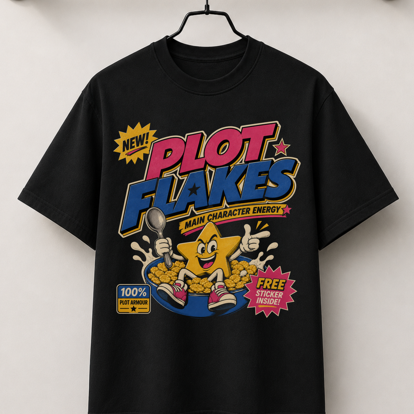 Plot flakes black tee