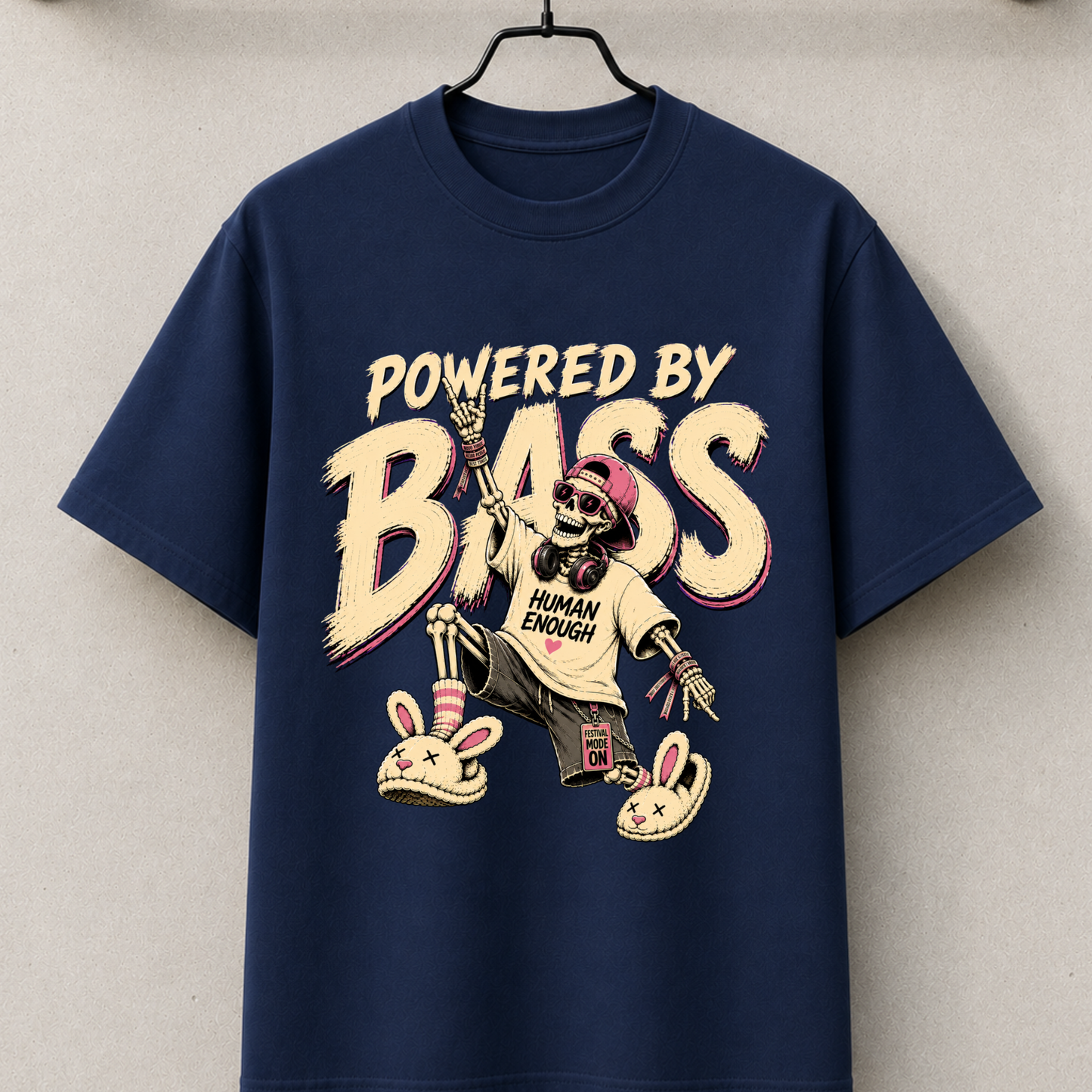Powered by bass festival skeleton tee