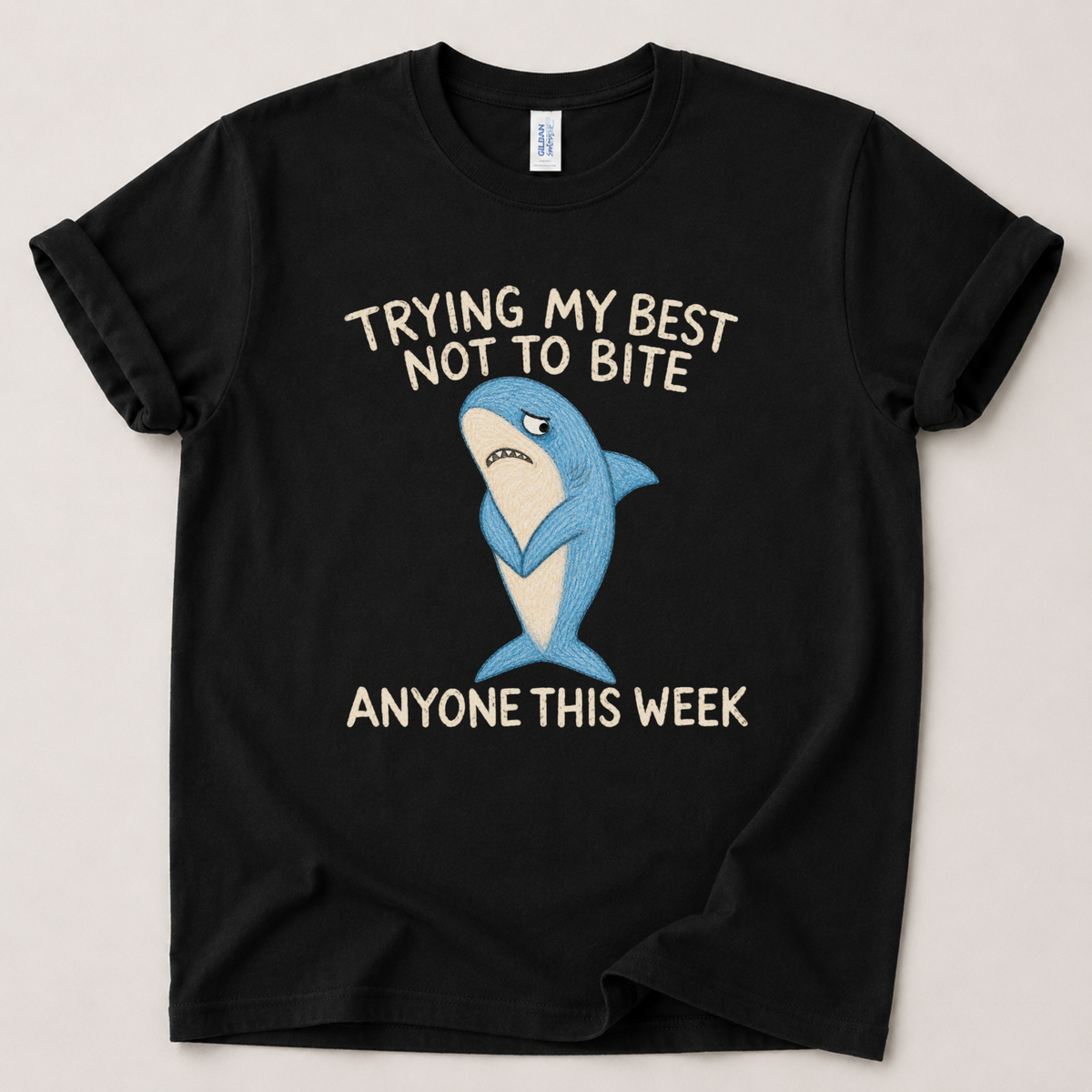 Trying my best not to bite Shark T-Shirt