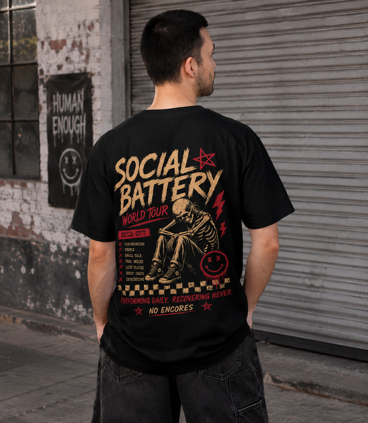 Social Battery World Tour back print tee