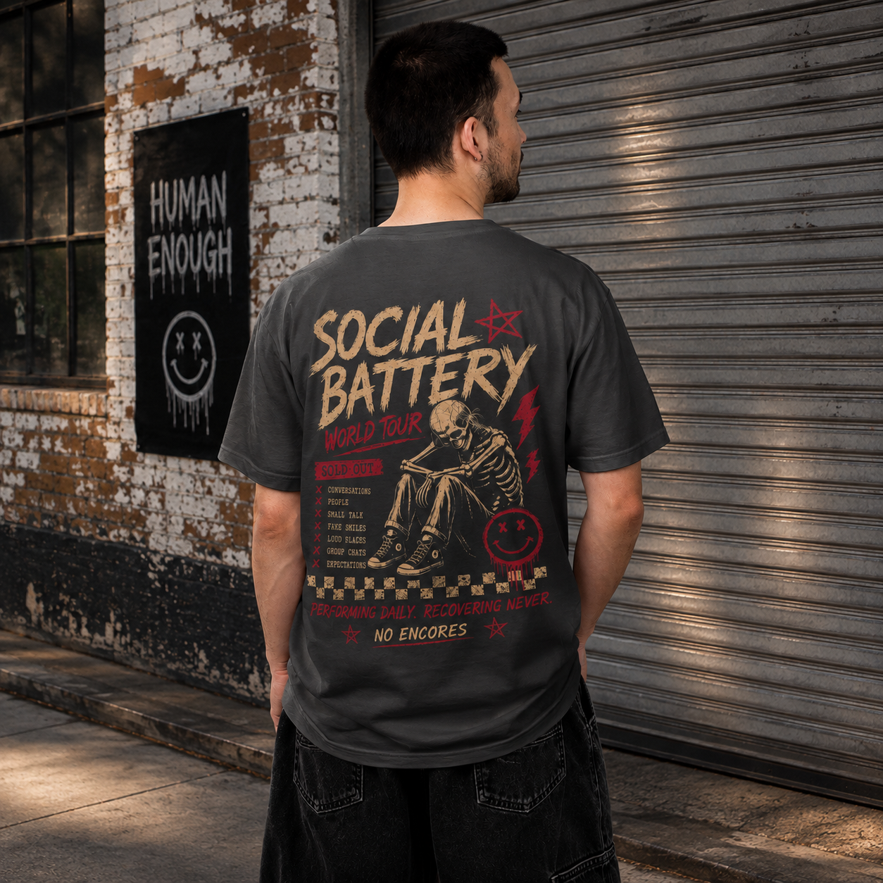 Social Battery World Tour back print tee