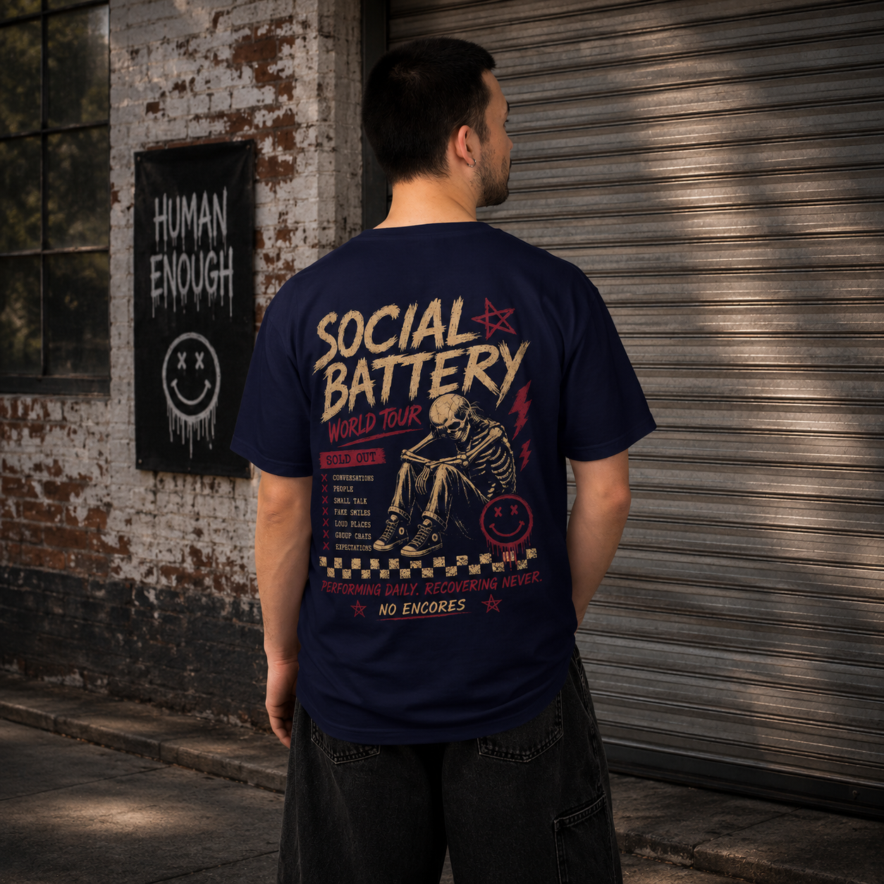 Social Battery World Tour back print tee