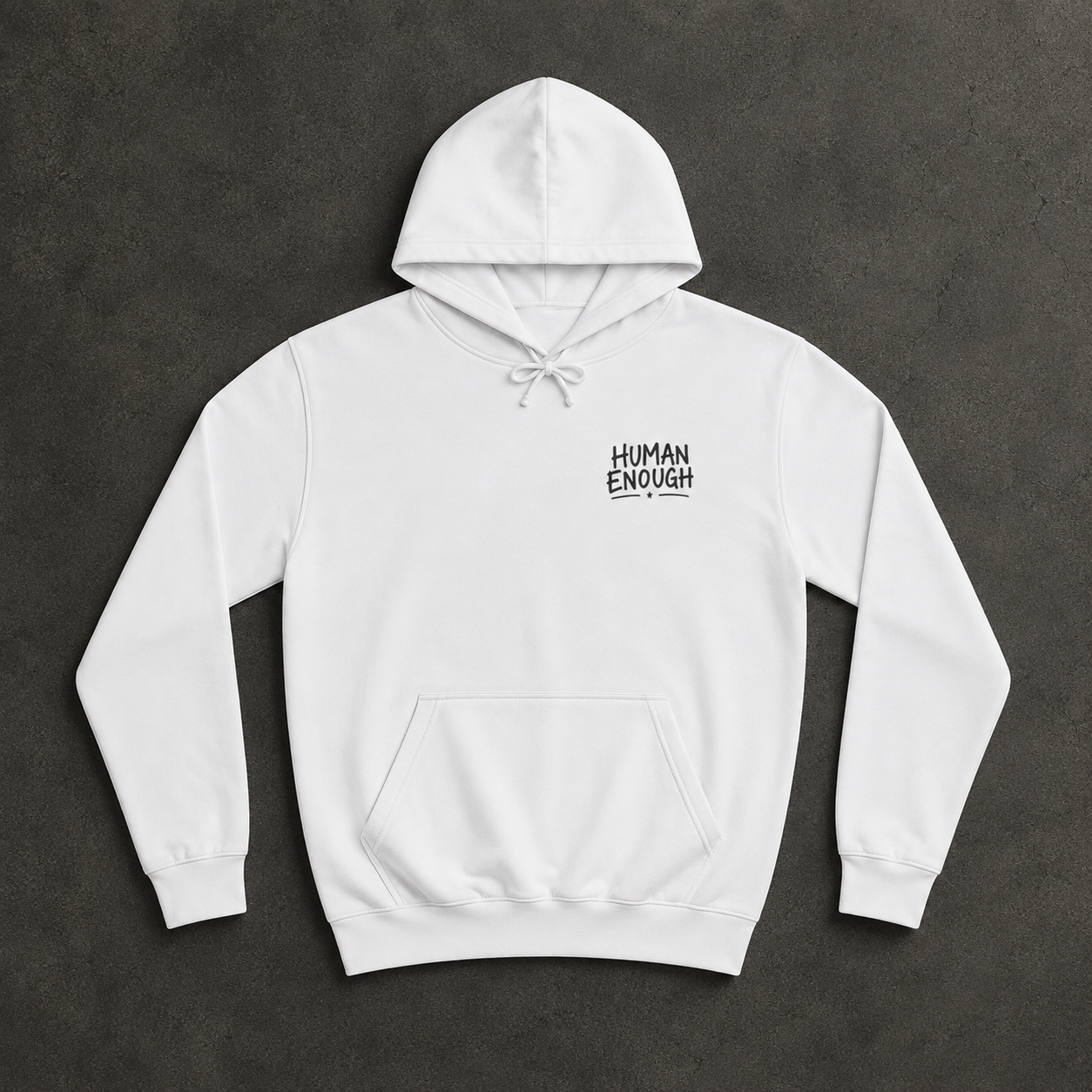 Soft hearts Human Enough white hoodie front & back print