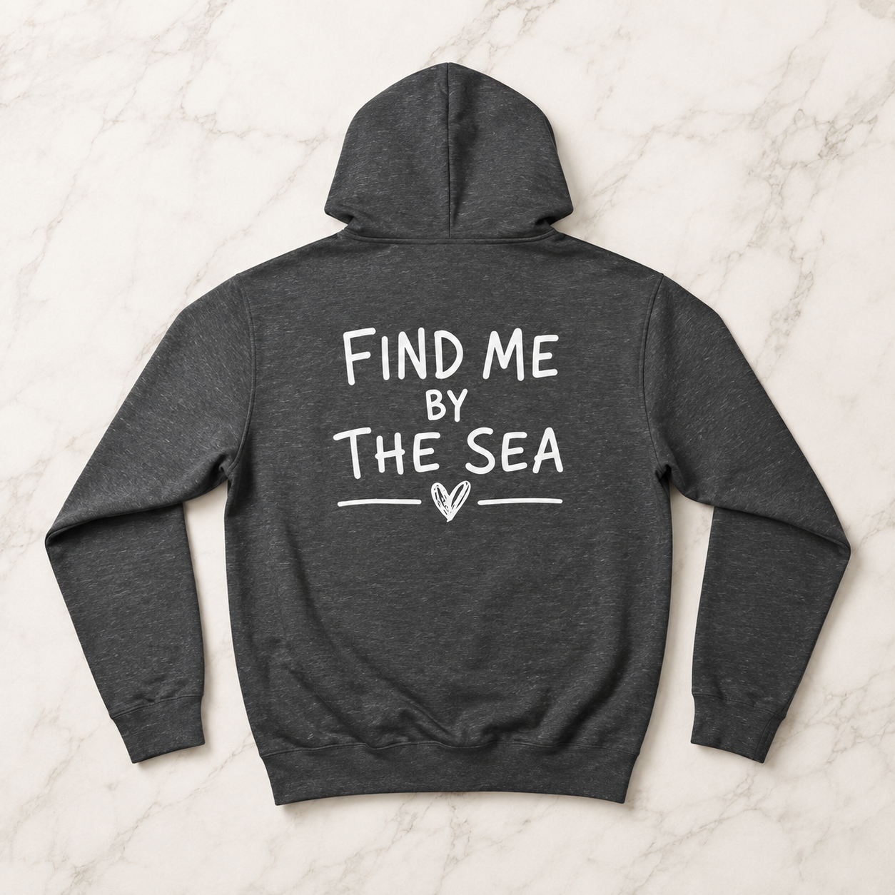Find me by the sea Human Enough dark hoodie front & back print