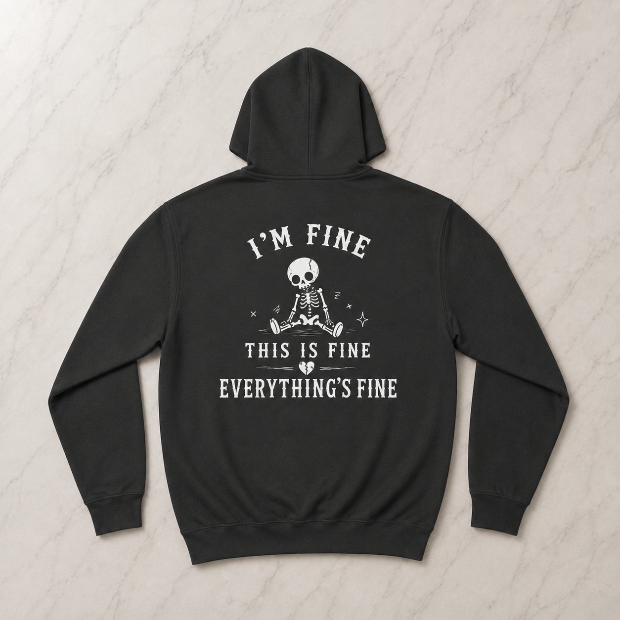I'm fine Human Enough skull dark hoodie front & back print
