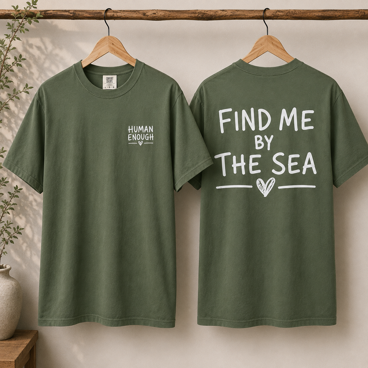 Find me by the sea Human Enough front & back print
