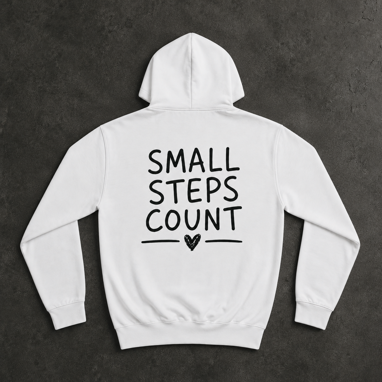 Small steps Human Enough white hoodie front & back print