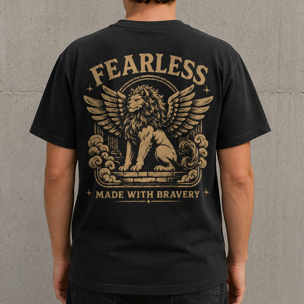 Fearless lion back print