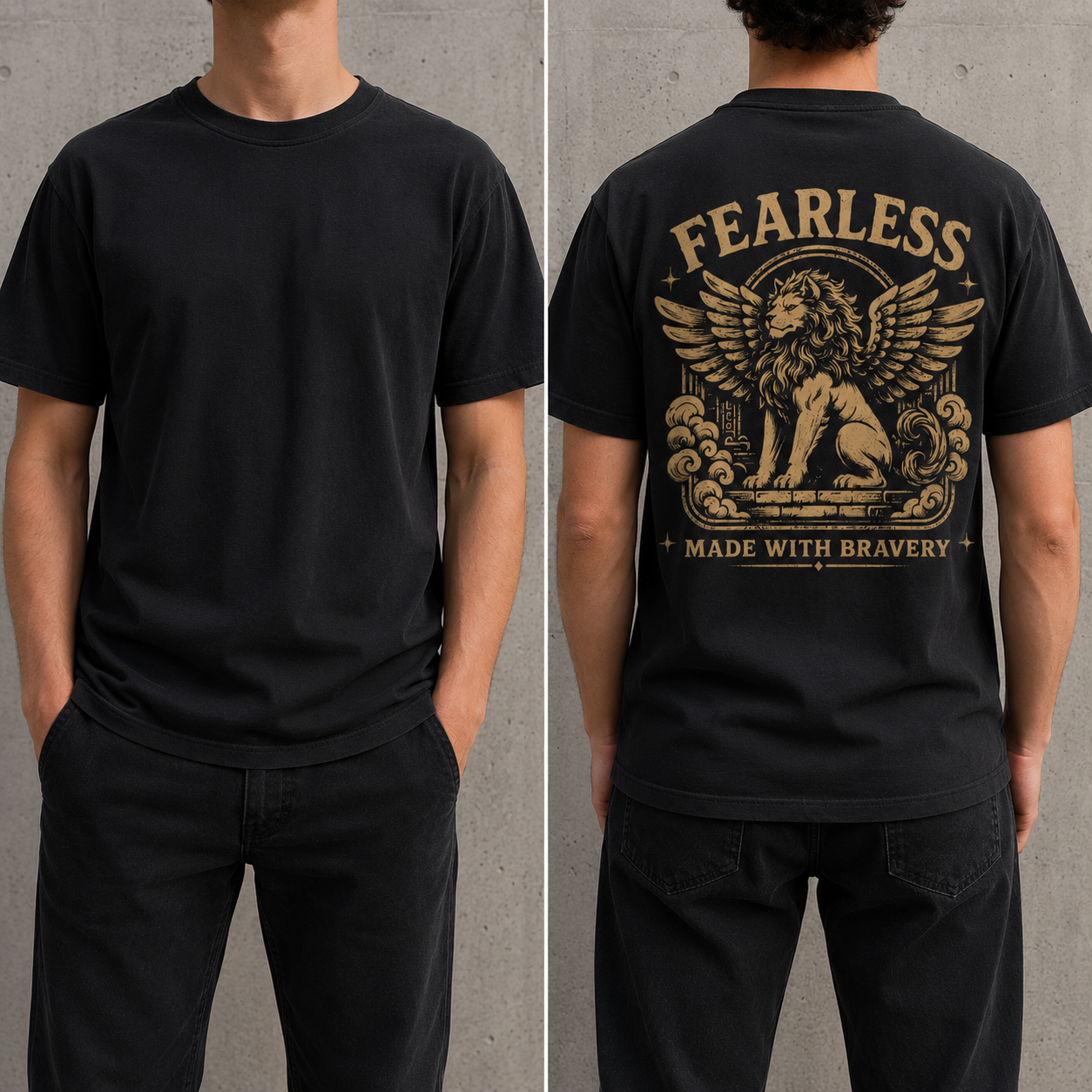Fearless lion back print