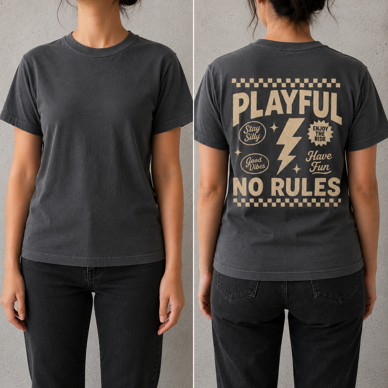 Playful no rules back print