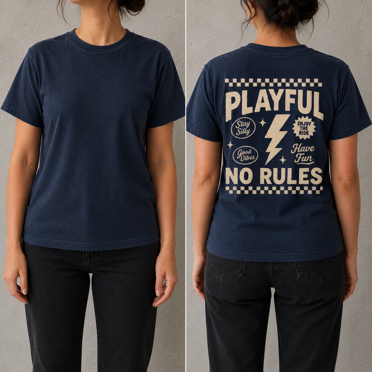 Playful no rules back print