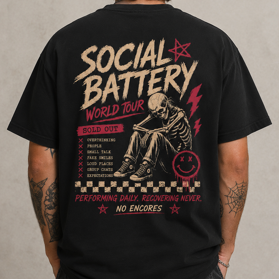 Social battery back print