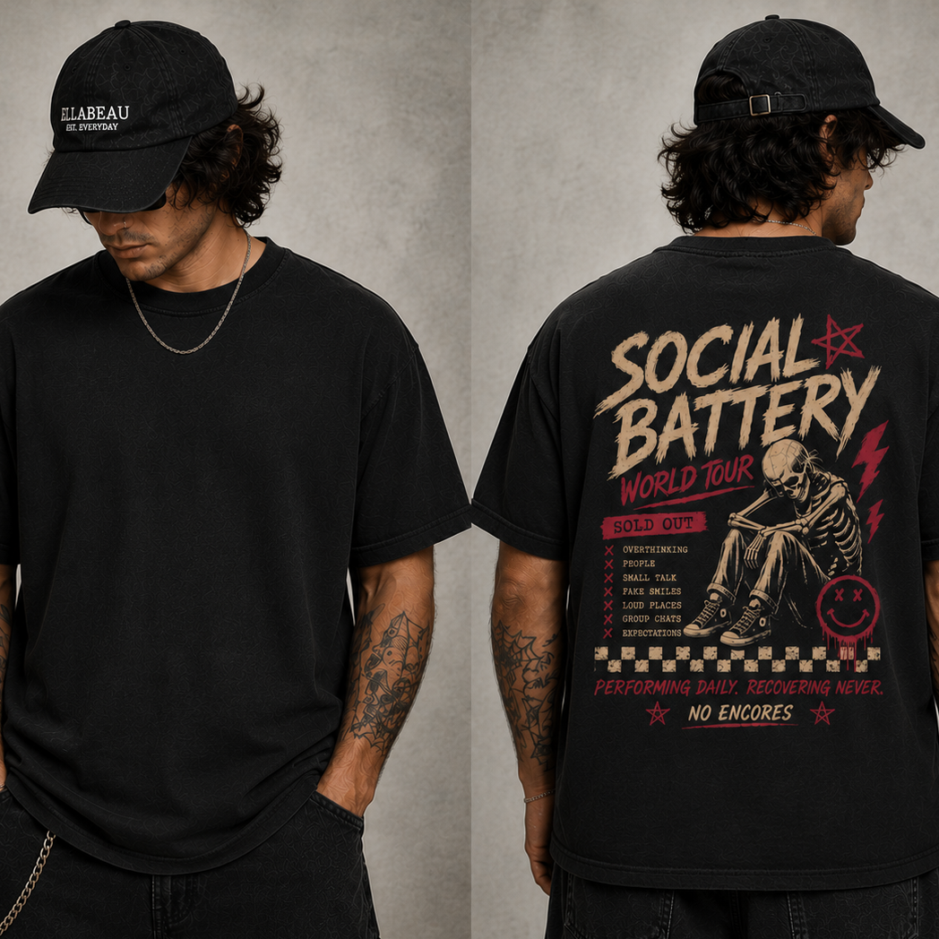 Social battery back print